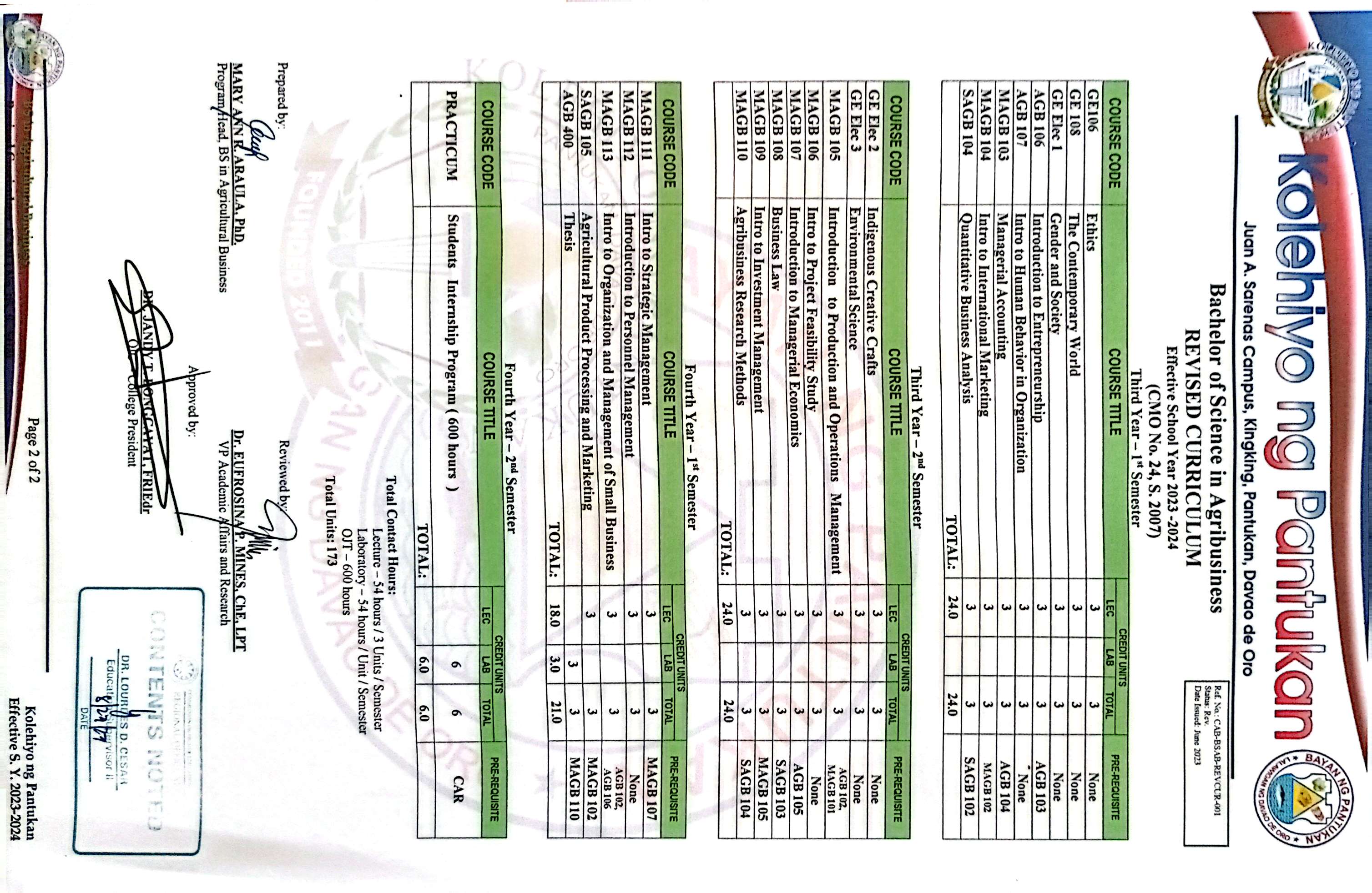 BS Agribusiness prospectus page 2